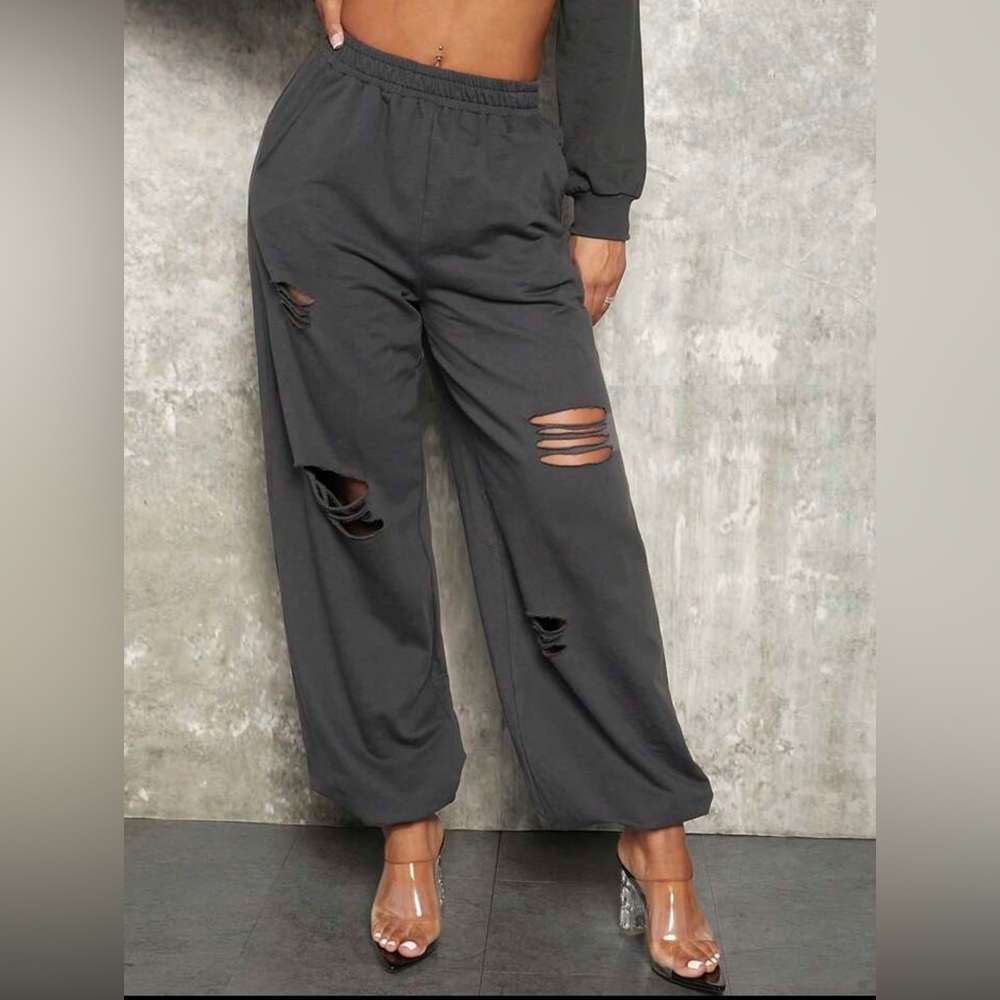 Stylish Black Distressed Women's Pants